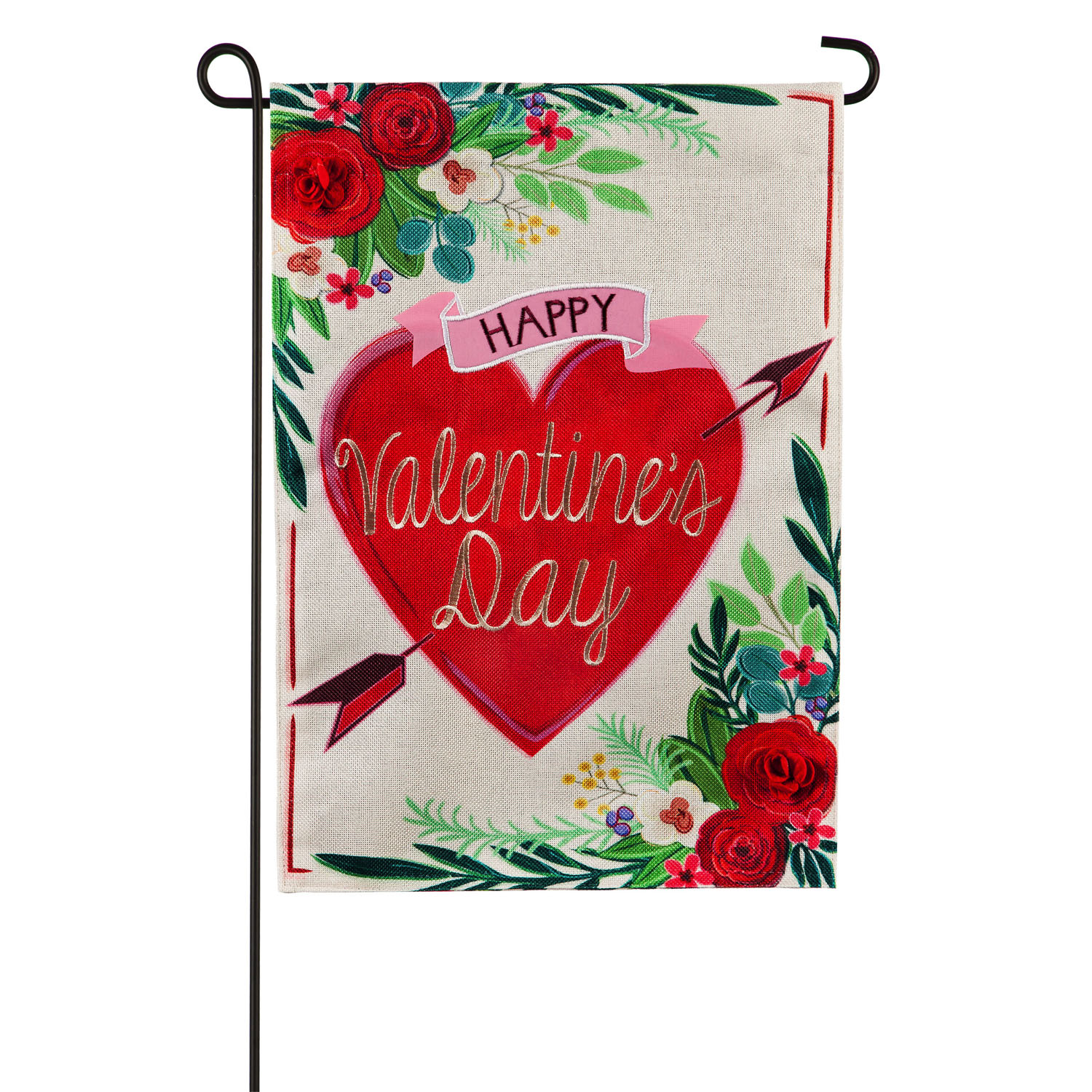Valentine's Garden Flag - Valentine's Day Floral
